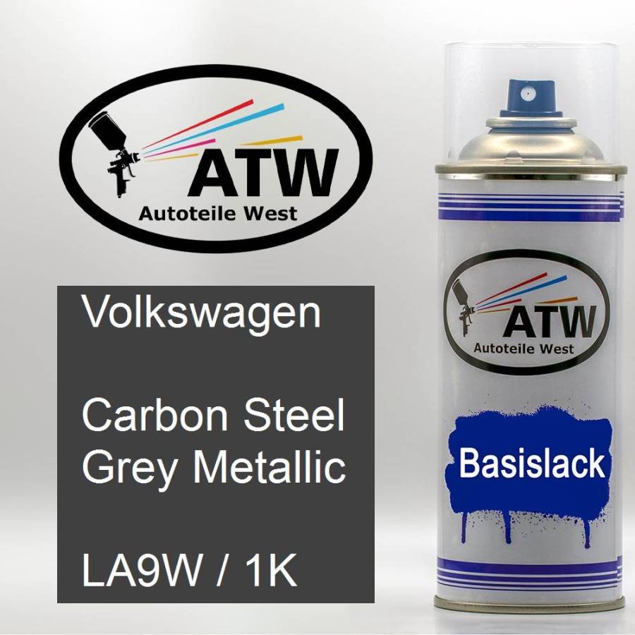 Volkswagen, Carbon Steel Grey Metallic, LA9W / 1K: 400ml Sprühdose, von ATW Autoteile West.